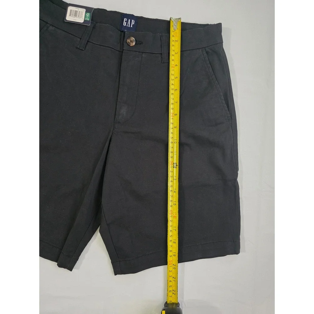 Gap Mens Flat Front Shorts Black Cotton Stretch Twill Chino 30 NEW